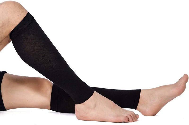 TOFLY ® Calf Compression Sleeve for Men & Women, 1 Pair, Footless Compression Socks 20-30mmHg for Leg Support, Shin Splint, Pain Relief, Swelling, Varicose Veins, Maternity, Nursing, Travel, Black 3XL - Image 1